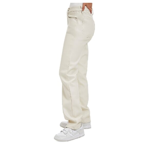 Good American Better Than Leather Faux Leather Good Icon Pants Bone001 Cream 12 - Picture 4 of 16
